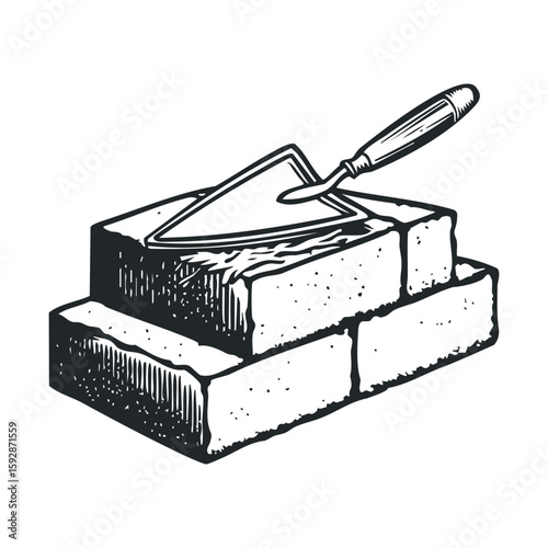 Building concept with bricks and trowel for construction projects