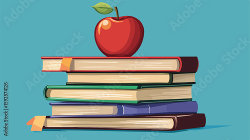 Celebrating Teachers: School Apple on Book Stack