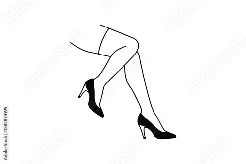 Elegant Woman s Legs in High Heels Minimalist Line Art Illustration Style silhouette