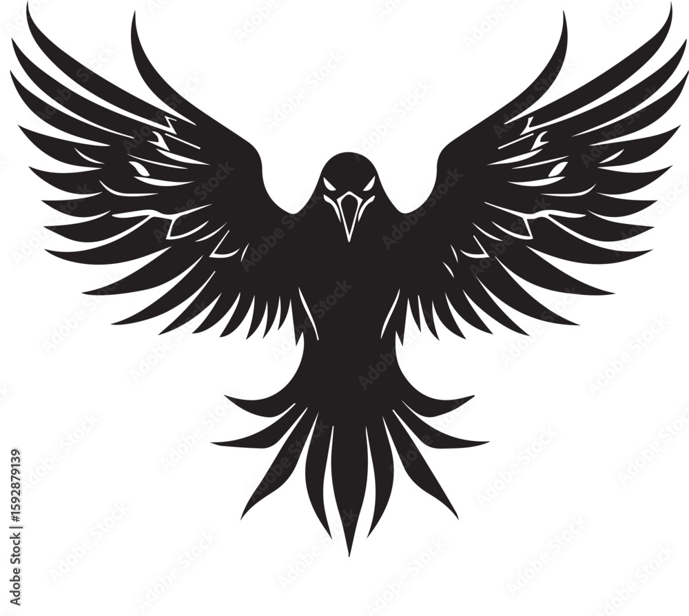 Obraz premium Aggressive Flying Raven Silhouette
