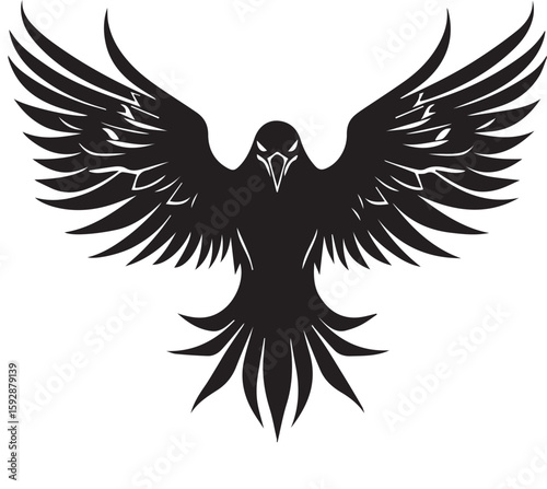 Aggressive Flying Raven Silhouette