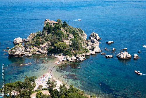 Fototapeta Naklejka Na Ścianę i Meble -  beach and island Isola Bella at Taormina, Sicily