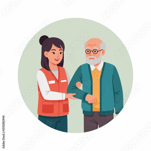Caring for the Elderly A Young Caregiver Assisting an Older Man with Compassion and Support, fostering dignity and respect.