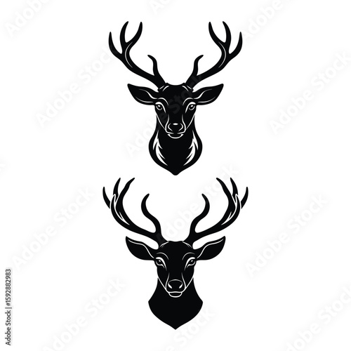 stag head illustration with antlers