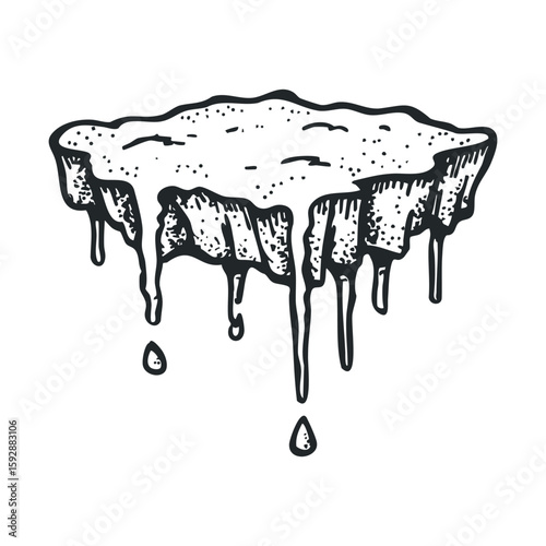 Melting ice block with dripping edges for creative projects