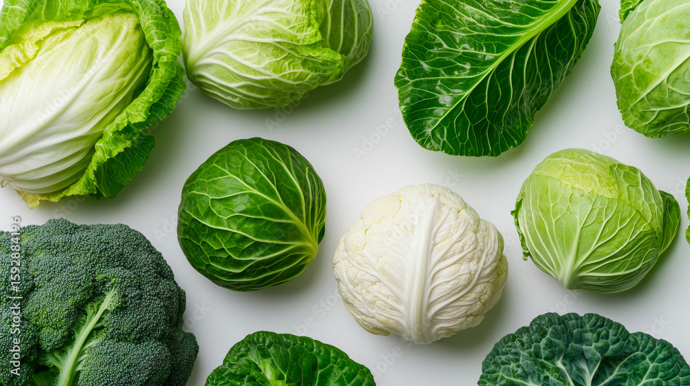 Fototapeta premium healthy background of cruciferous cabbage family