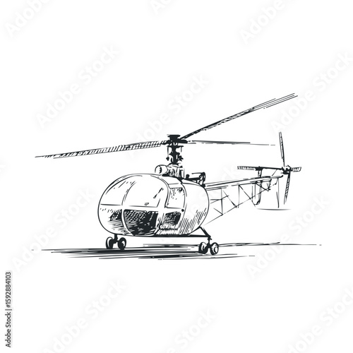 Helicopter in flight with detailed design for aviation enthusiasts