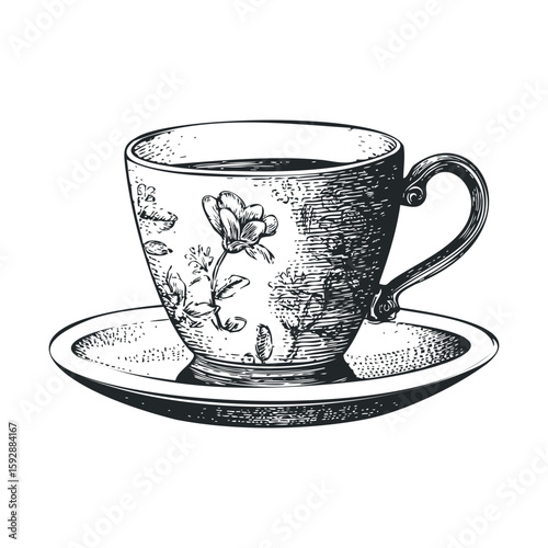 Elegant floral tea cup and saucer design for vintage decor