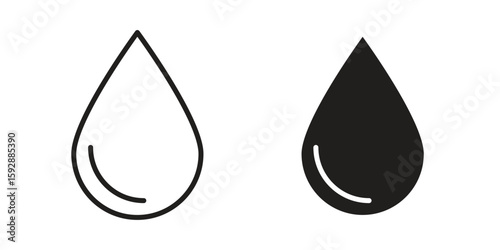 Water drop icon. concept solid and line style in black. EPS 10