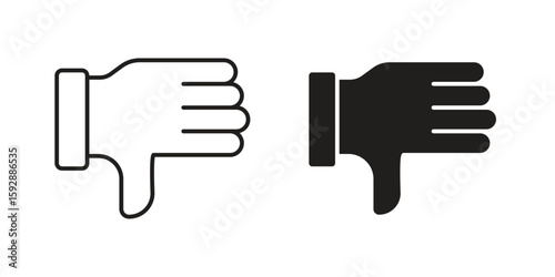 Thumb down icon. concept solid and line style in black. EPS 10