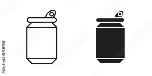 Soda can icon. concept solid and line style in black. EPS 10