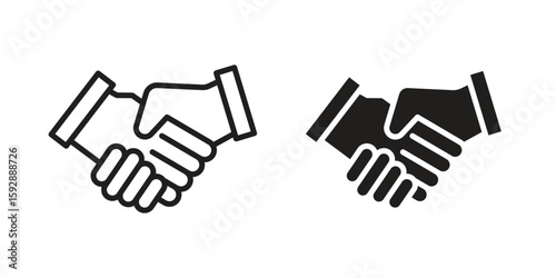 Shake hands icon. concept solid and line style in black. EPS 10