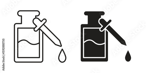 Serum icon. concept solid and line style in black. EPS 10