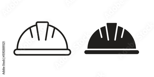 Safety helmet icon. concept solid and line style in black. EPS 10