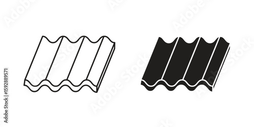 Roof tile icon. concept solid and line style in black. EPS 10