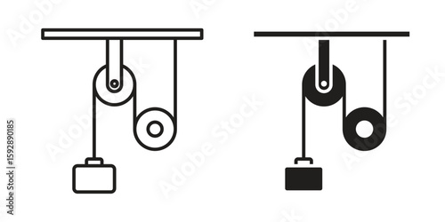 Pulley icon. concept solid and line style in black. EPS 10