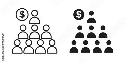 Ponzi scheme icon. concept solid and line style in black. EPS 10