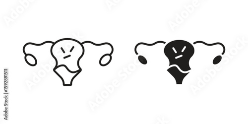 Pelvic inflammatory disease icon. concept solid and line style in black. EPS 10