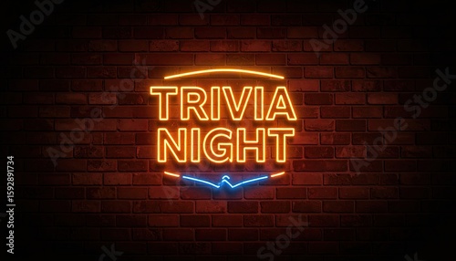 Wallpaper Mural Neon sign trivia night on brick wall Torontodigital.ca