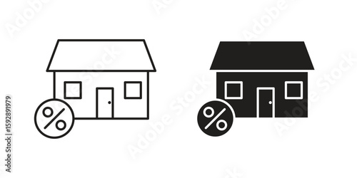 Mortgage rate icon. concept solid and line style in black. EPS 10