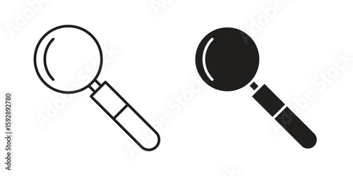 Magnifying glass icon. concept solid and line style in black. EPS 10