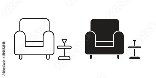 Lounge icon. concept solid and line style in black. EPS 10