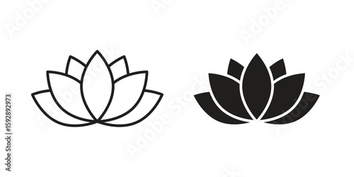 Lotus flower icon. concept solid and line style in black. EPS 10