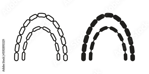 Lingual braces icon. concept solid and line style in black. EPS 10