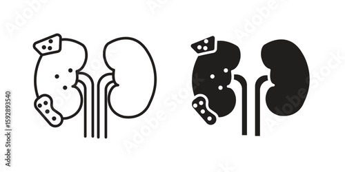 Kidney disease icon. concept solid and line style in black. EPS 10