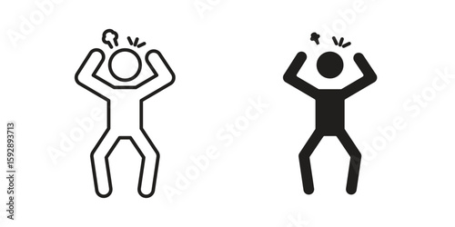 Irritated human icon. concept solid and line style in black. EPS 10