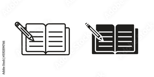 Homework icon. concept solid and line style in black. EPS 10