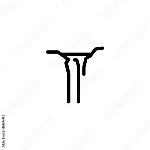 Minimalist handlebar creates graphic icon over white background digital element
