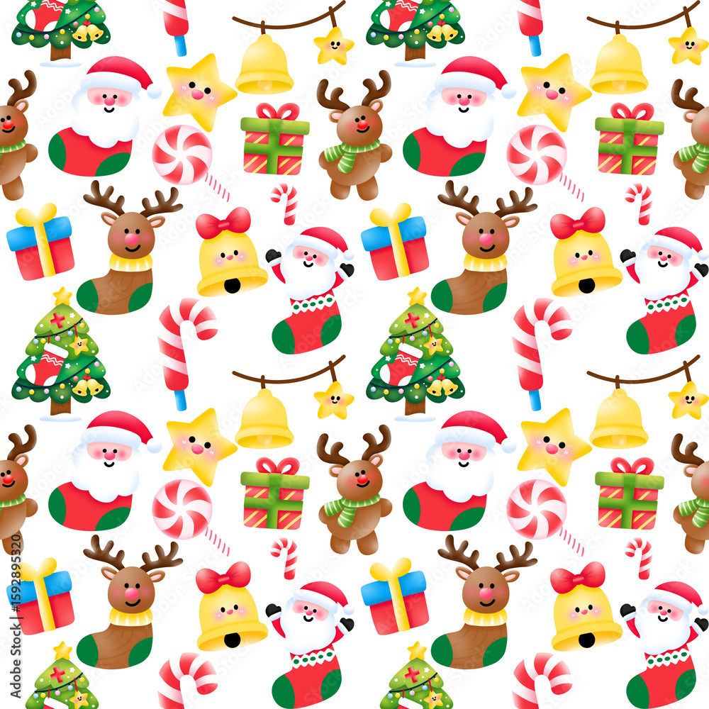 Obraz premium Cute Christmas seamless pattern 