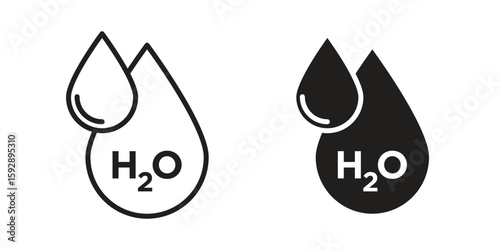 H2o icon. concept solid and line style in black. EPS 10