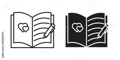 Guests book icon. concept solid and line style in black. EPS 10