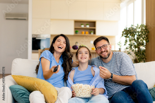 Family enjoying a joyful mo...