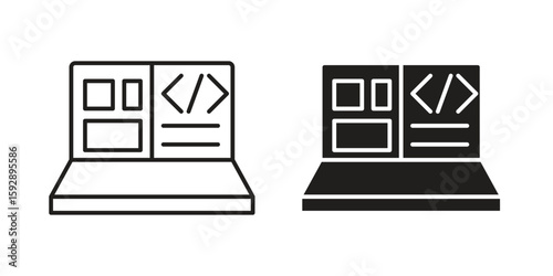 Front end icon. concept solid and line style in black. EPS 10