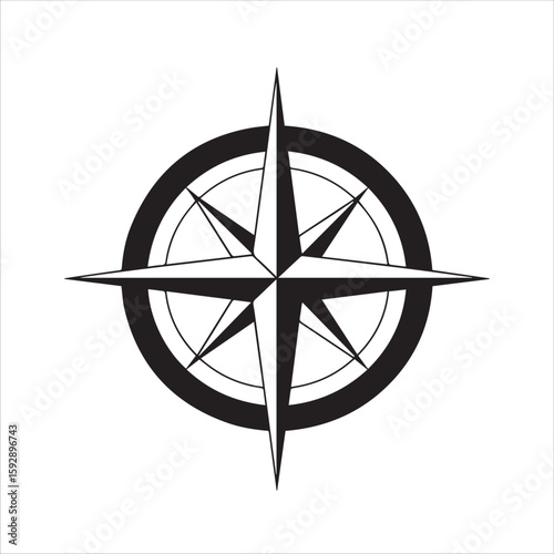 Vintage style compass rose nautical navigation symbol