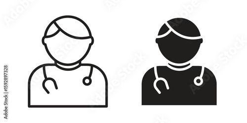 Doctor icon. concept solid and line style in black. EPS 10