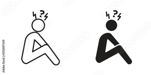 Depression icon. concept solid and line style in black. EPS 10