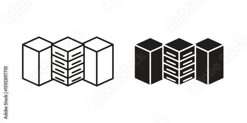 Data center icon. concept solid and line style in black. EPS 10