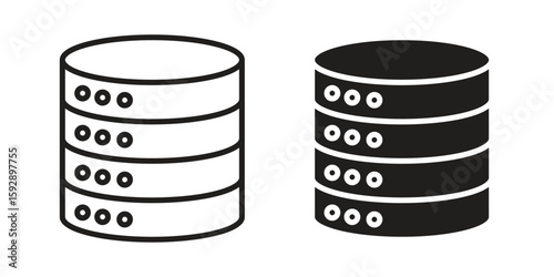 Cylinder database icon. concept solid and line style in black. EPS 10