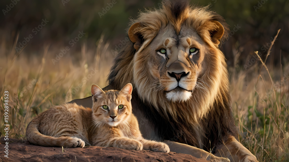 Fototapeta premium lion in the grass