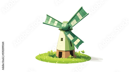 Green Energy Windmill Vector Illustration
