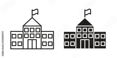 City hall icon. concept solid and line style in black. EPS 10