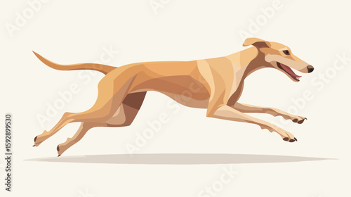 Elegant Greyhound Dog Jumping Vector Icon