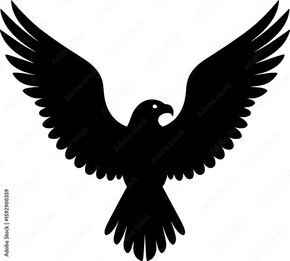 Obraz premium Eagle Silhouette Bird Animal Vector Art Black Illustration Wings Nature Design Fly