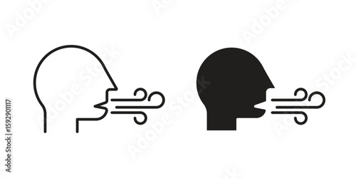 Breath icon. concept solid and line style in black. EPS 10