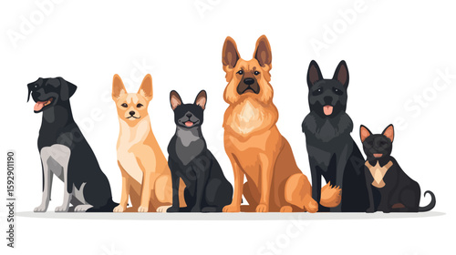 Pets and Icons Flat Vector Illustration