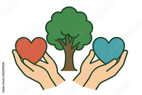 Symbol representing love, ecology, and the environment, or a sign for health, medicine, and oncology